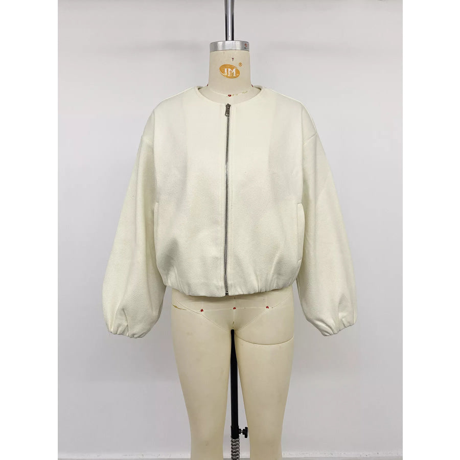 Fleece Bomber Jacket with Zipper Closure Apparel and Accessories