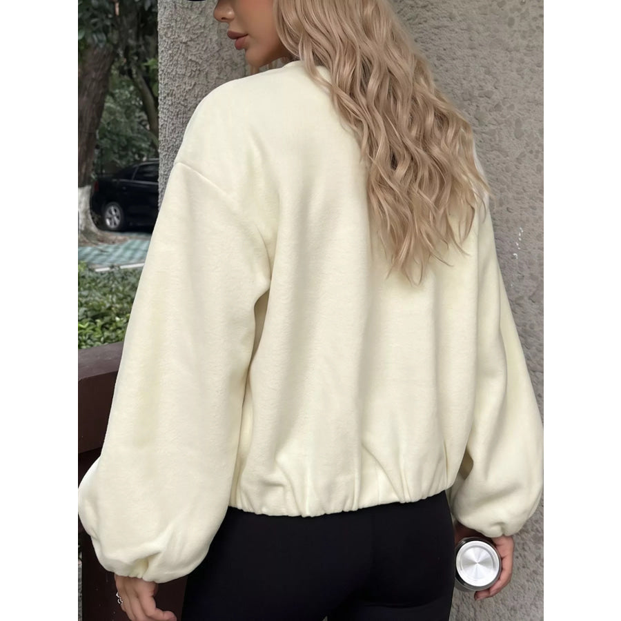 Fleece Bomber Jacket with Zipper Closure Apparel and Accessories