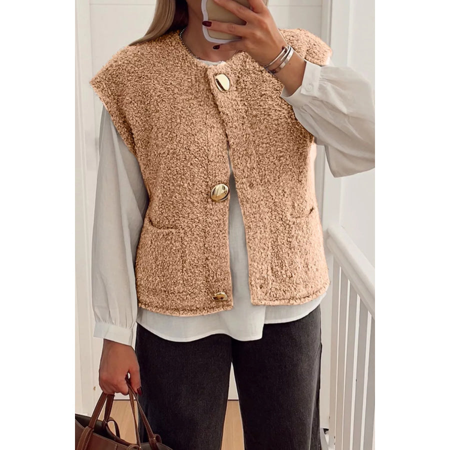 Fleece Button-Down Vest Coat Apparel and Accessories