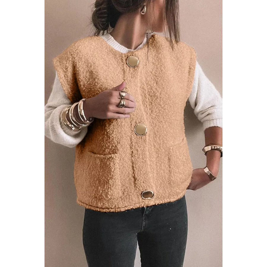 Fleece Button-Down Vest Coat Apparel and Accessories