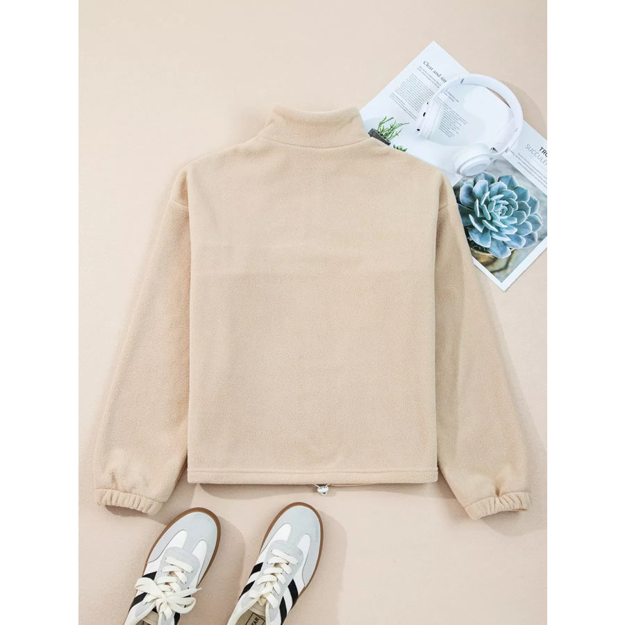 Fleece Colorblock Patchwork Zipped Neck Pullover Sweatshirt Apparel and Accessories