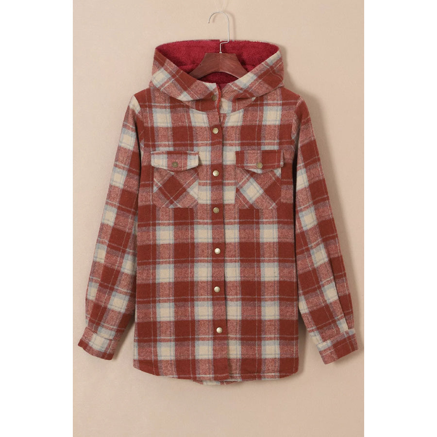 Fleece Lined Plaid Hooded Jacket Apparel and Accessories