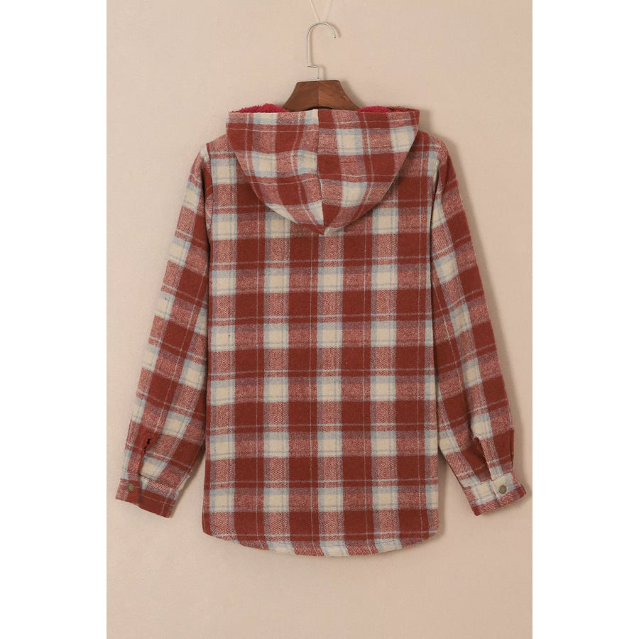 Fleece Lined Plaid Hooded Jacket Apparel and Accessories