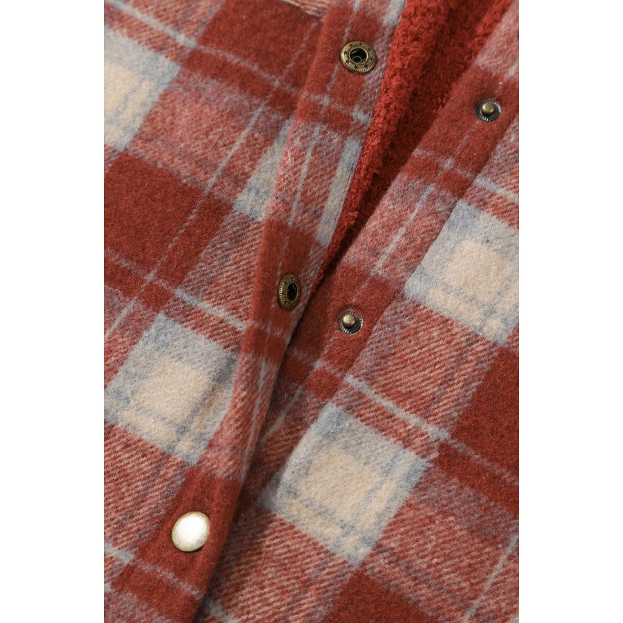Fleece Lined Plaid Hooded Jacket Apparel and Accessories