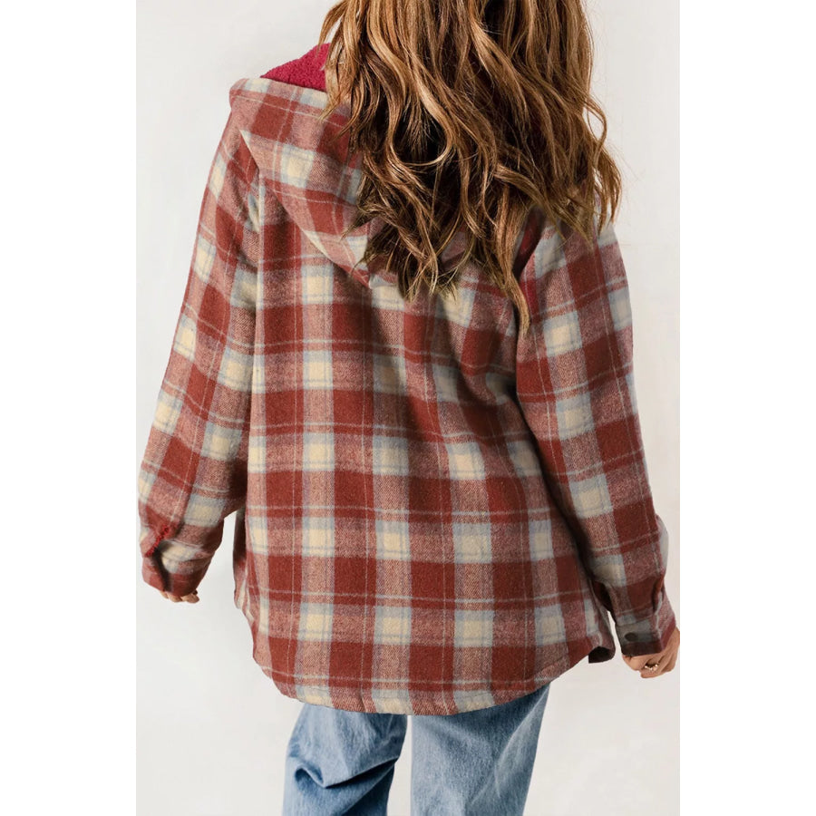 Fleece Lined Plaid Hooded Jacket Apparel and Accessories
