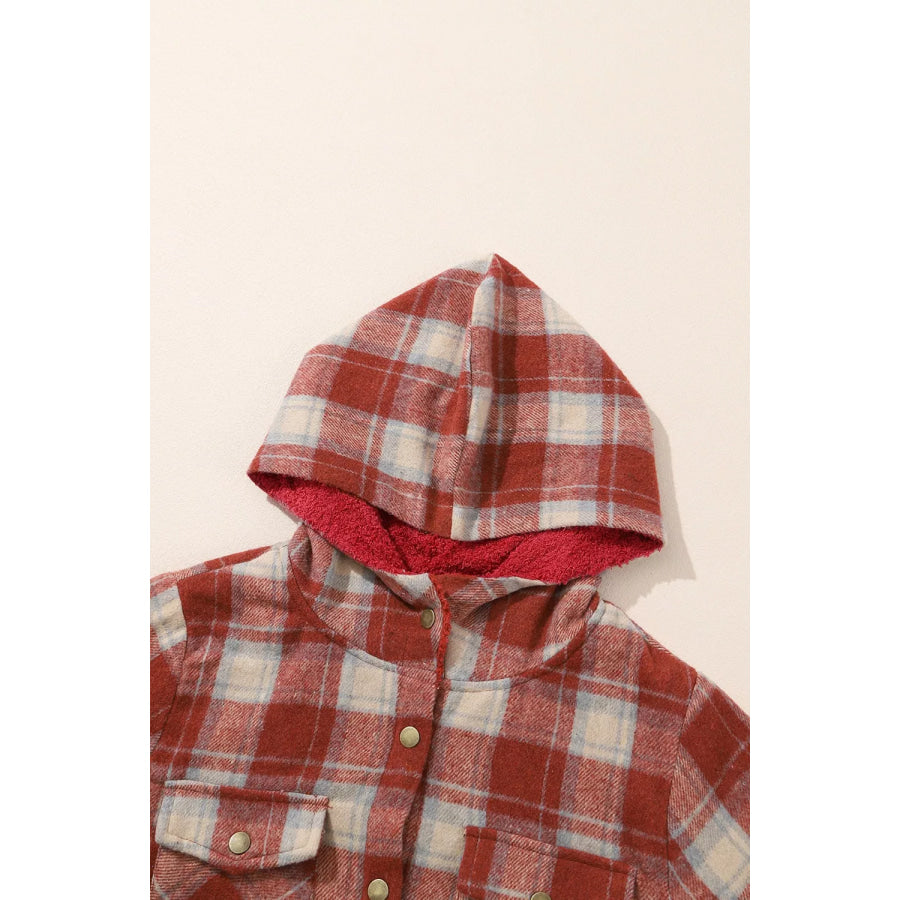 Fleece Lined Plaid Hooded Jacket Apparel and Accessories