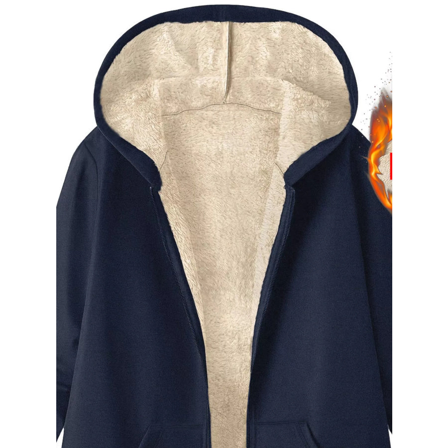 Fleece-Lined Zip Up Hooded Outerwear Apparel and Accessories