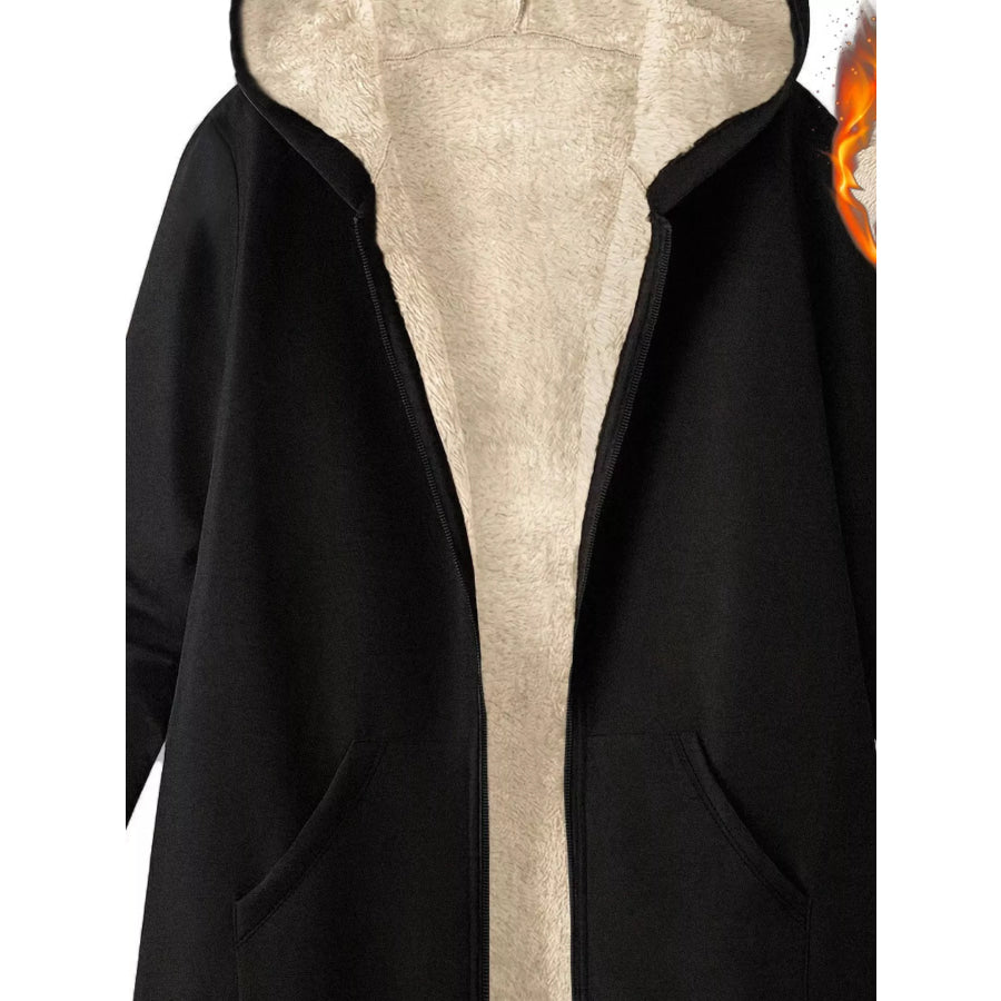 Fleece-Lined Zip Up Hooded Outerwear Apparel and Accessories