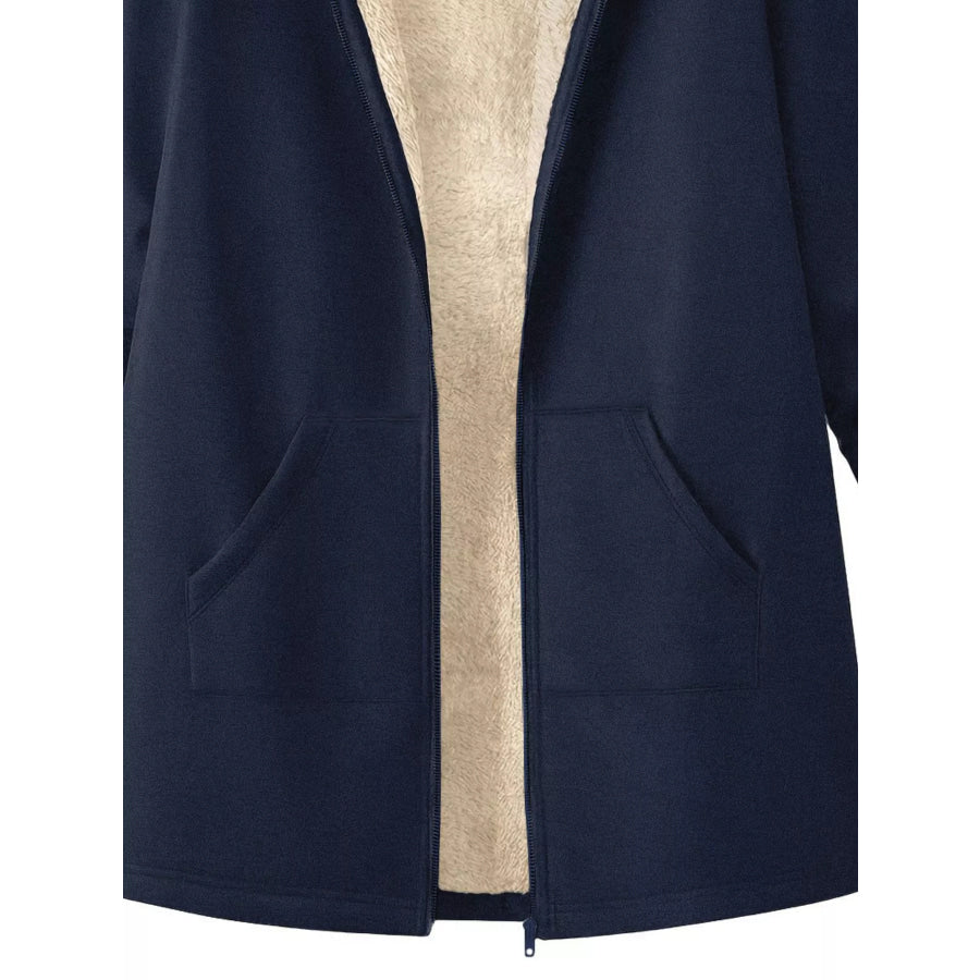 Fleece-Lined Zip Up Hooded Outerwear Apparel and Accessories