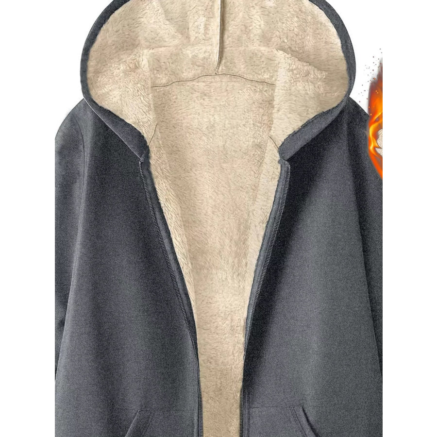 Fleece-Lined Zip Up Hooded Outerwear Apparel and Accessories