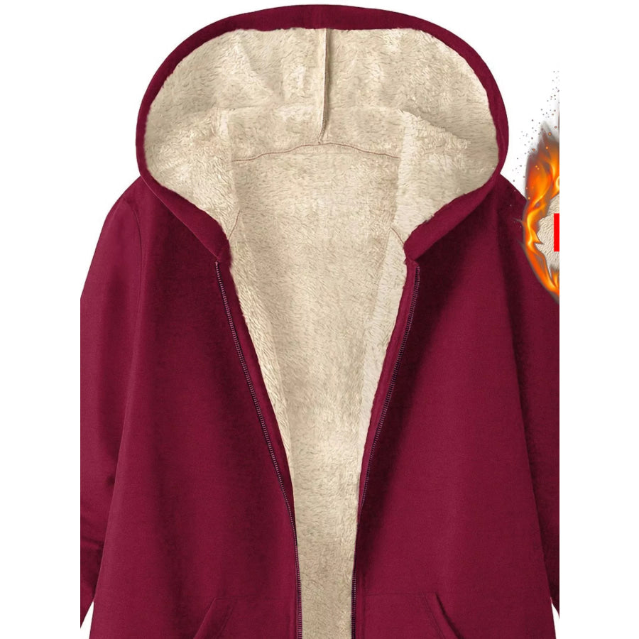 Fleece-Lined Zip Up Hooded Outerwear Apparel and Accessories
