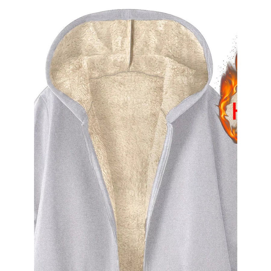 Fleece-Lined Zip Up Hooded Outerwear Apparel and Accessories