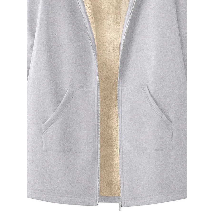 Fleece-Lined Zip Up Hooded Outerwear Apparel and Accessories
