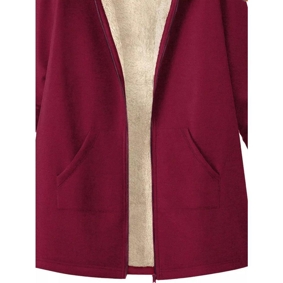 Fleece-Lined Zip Up Hooded Outerwear Apparel and Accessories