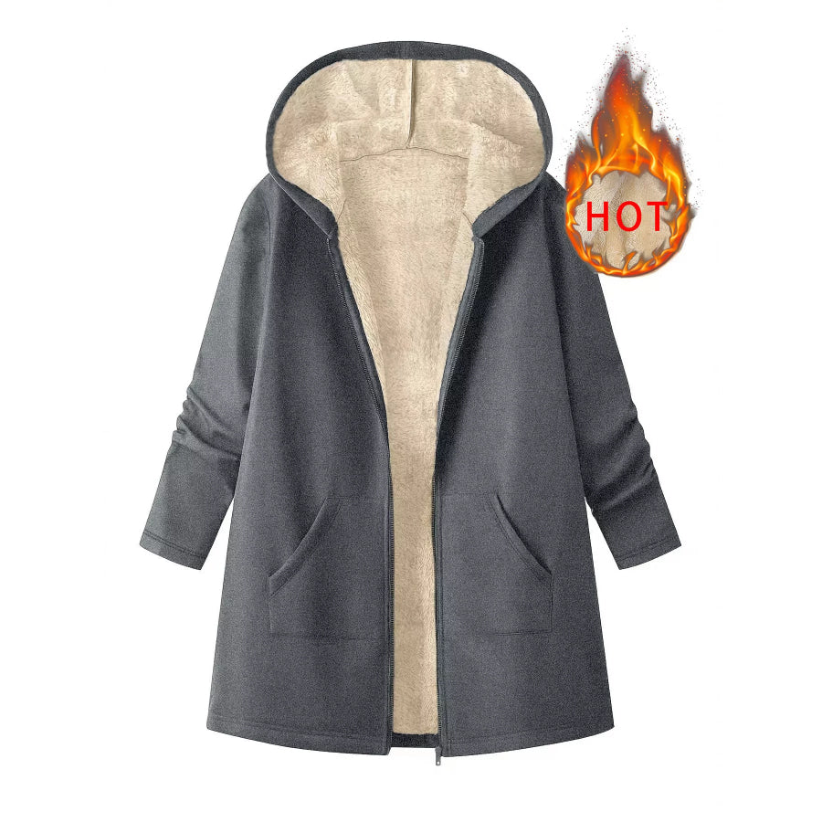 Fleece-Lined Zip Up Hooded Outerwear Dark Gray / S Apparel and Accessories