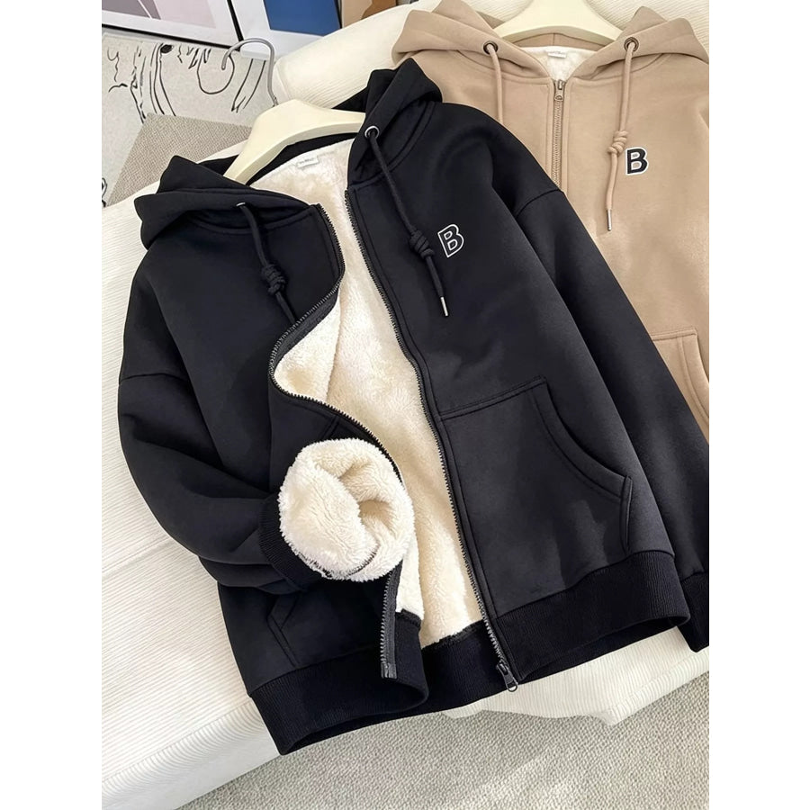 Fleece-Lined Zip-Up Hoodie Black / M Apparel and Accessories