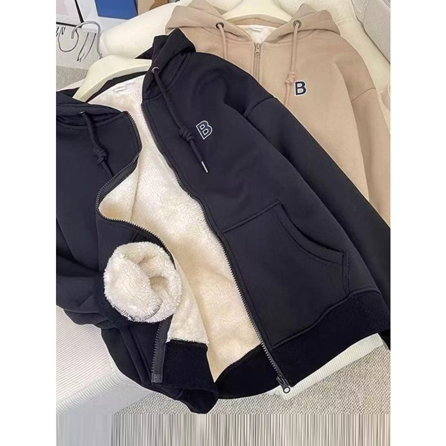 Fleece-Lined Zip-Up Hoodie Black / M Apparel and Accessories