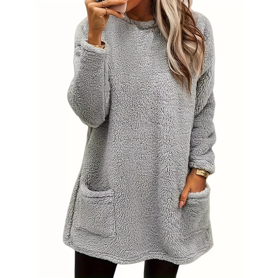 Fleece Long Sleeve Sweatshirt Gray / S Apparel and Accessories