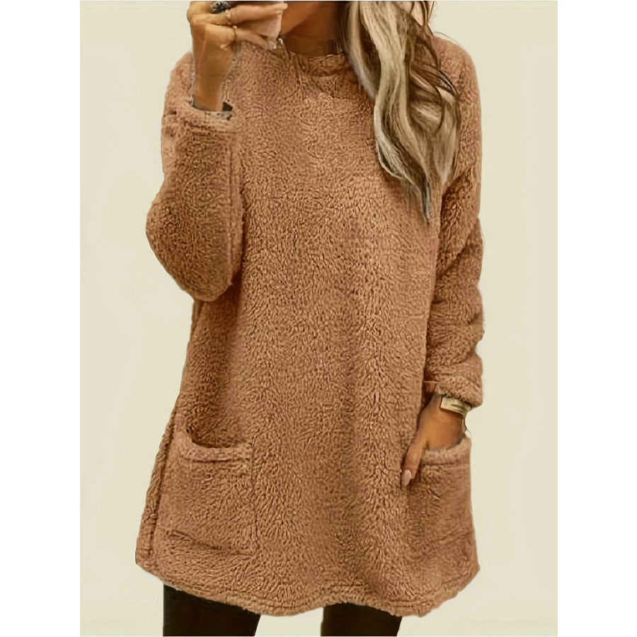 Fleece Long Sleeve Sweatshirt Orange / S Apparel and Accessories