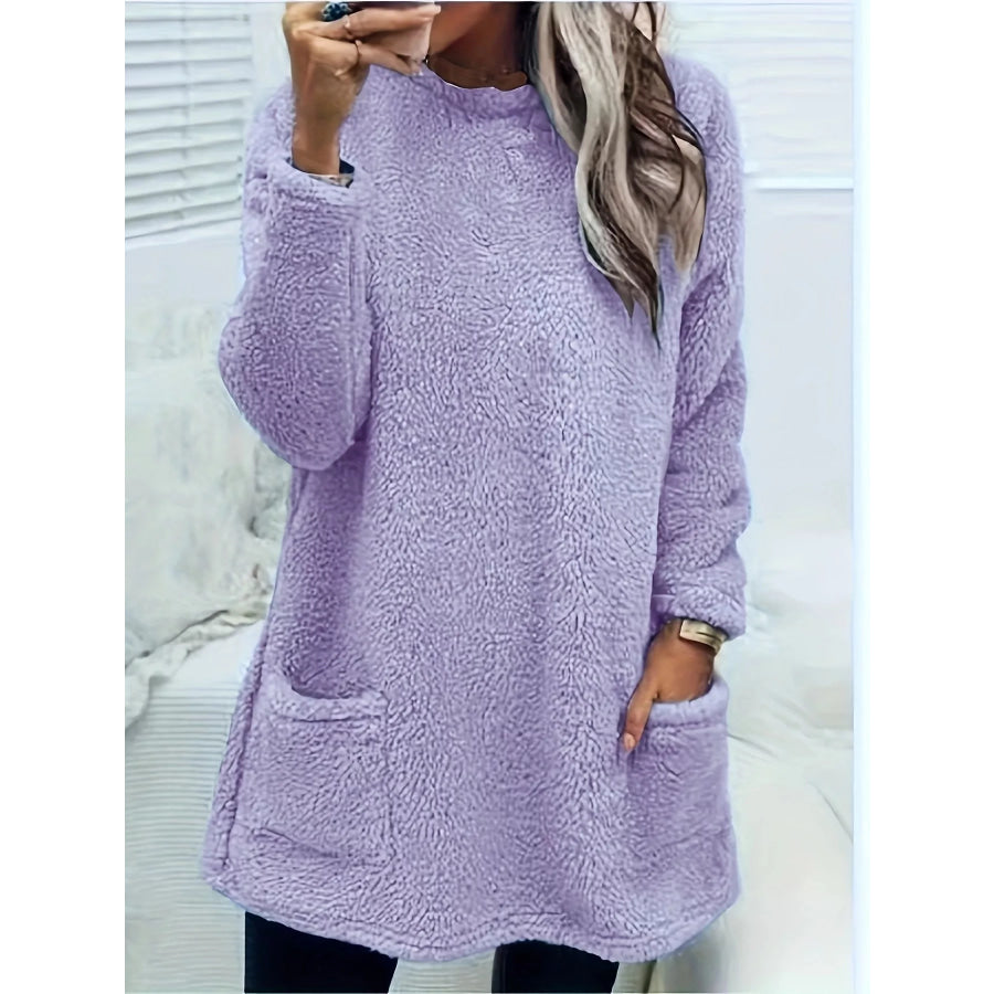 Fleece Long Sleeve Sweatshirt Purple / S Apparel and Accessories