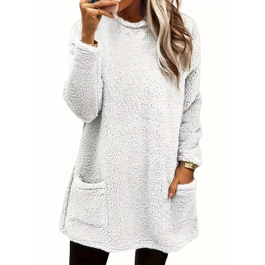 Fleece Long Sleeve Sweatshirt White / S Apparel and Accessories