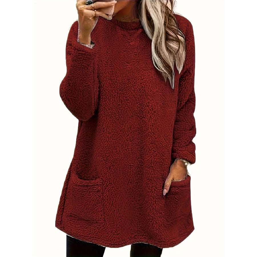 Fleece Long Sleeve Sweatshirt Wine Red / S Apparel and Accessories