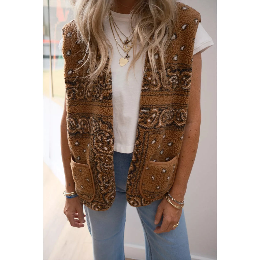 Fleece Open Front Vest Coat Apparel and Accessories
