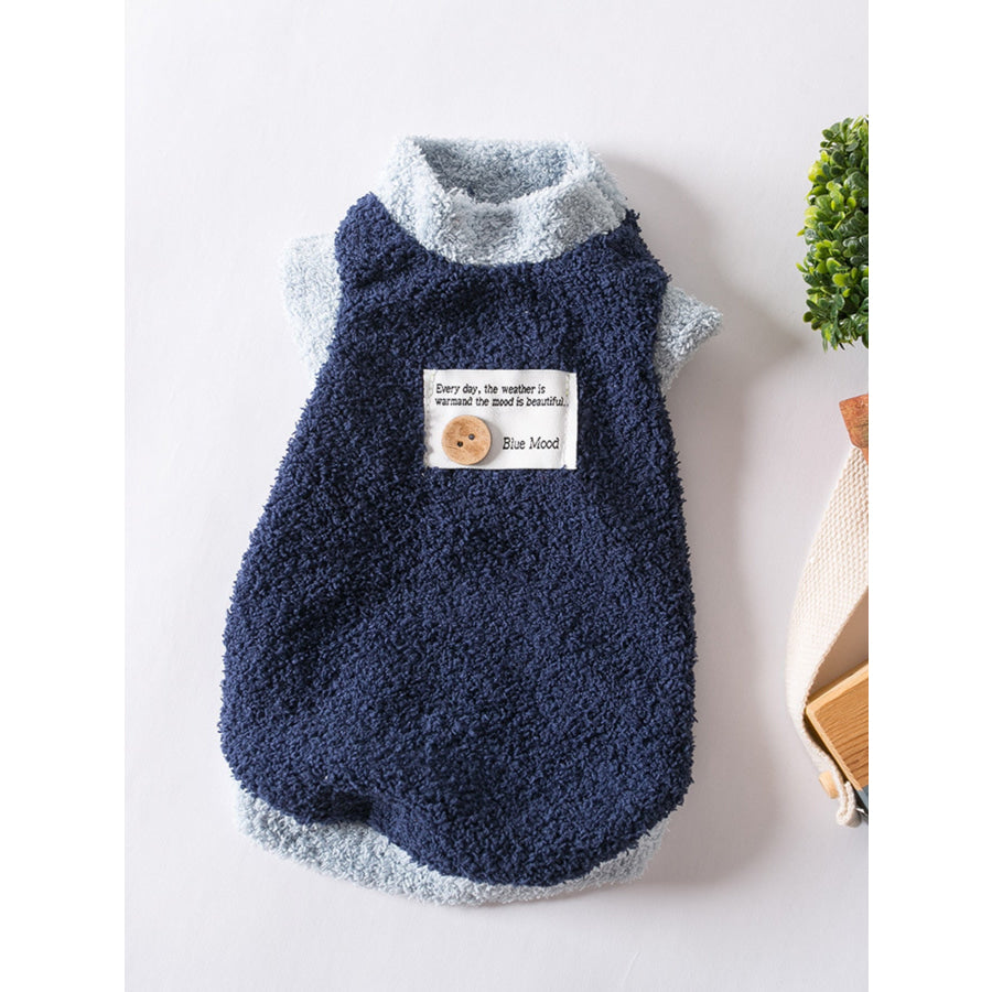 Fleece Pet Sweater with Button Decor Navy / XS Apparel and Accessories