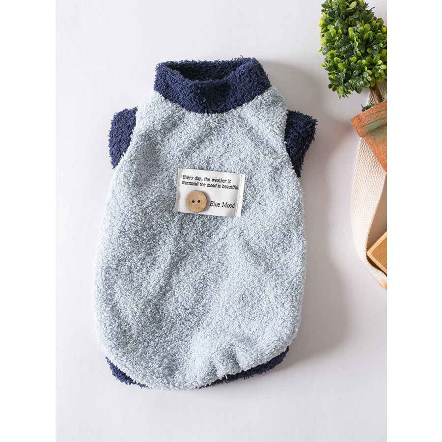 Fleece Pet Sweater with Button Decor Sky Blue / XS Apparel and Accessories