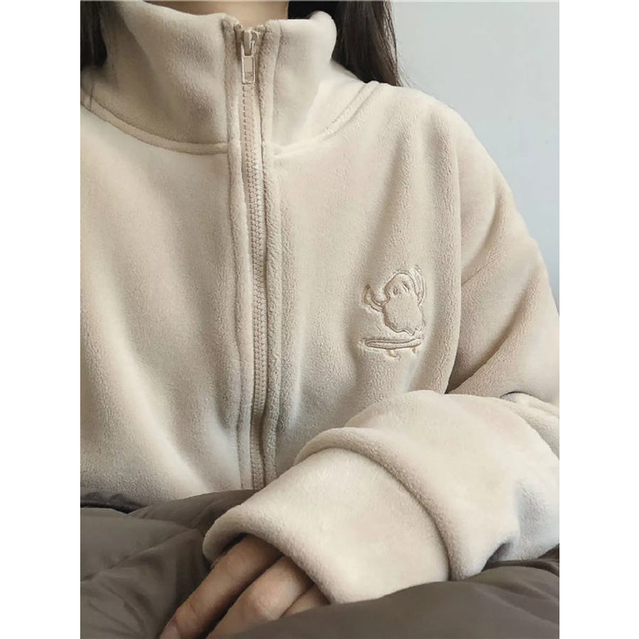 Fleece Stand-Collar Zip-Up Jacket Apparel and Accessories