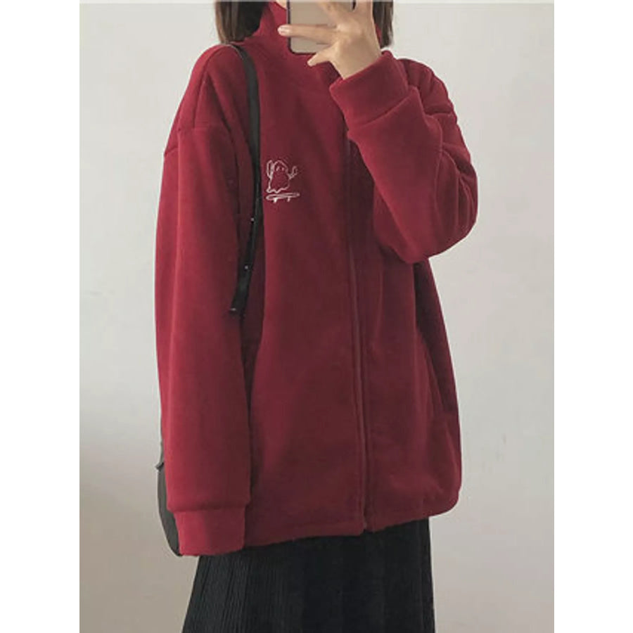Fleece Stand-Collar Zip-Up Jacket Apparel and Accessories