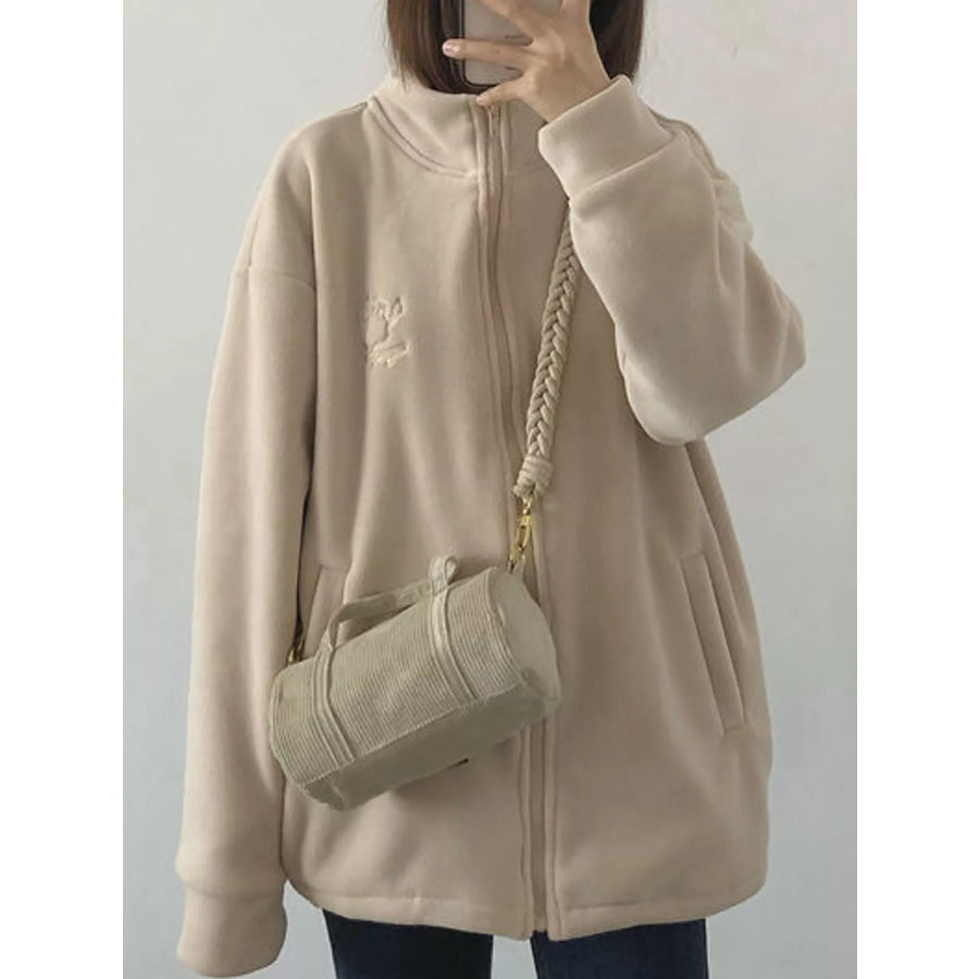Fleece Stand-Collar Zip-Up Jacket Apparel and Accessories