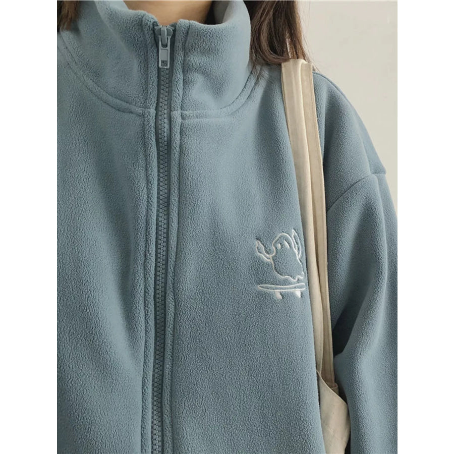 Fleece Stand-Collar Zip-Up Jacket Apparel and Accessories