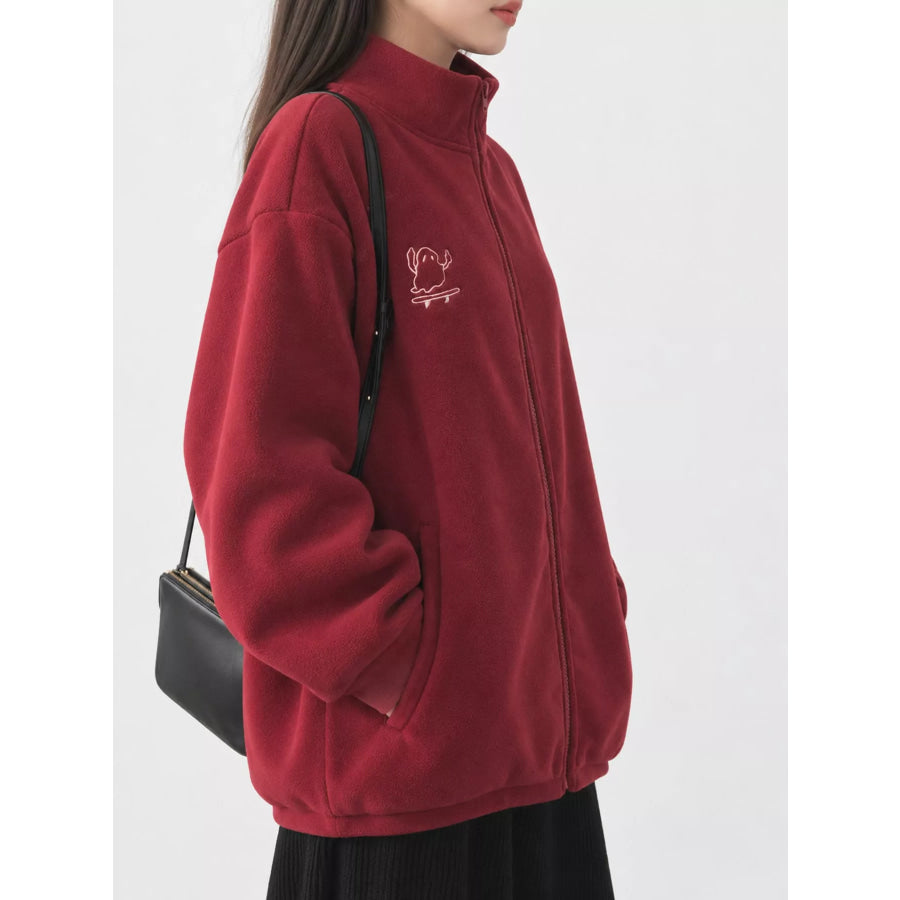 Fleece Stand-Collar Zip-Up Jacket Apparel and Accessories