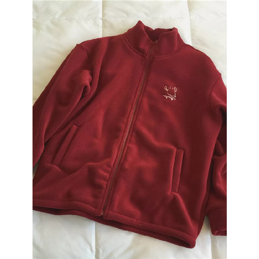 Fleece Stand-Collar Zip-Up Jacket Apparel and Accessories