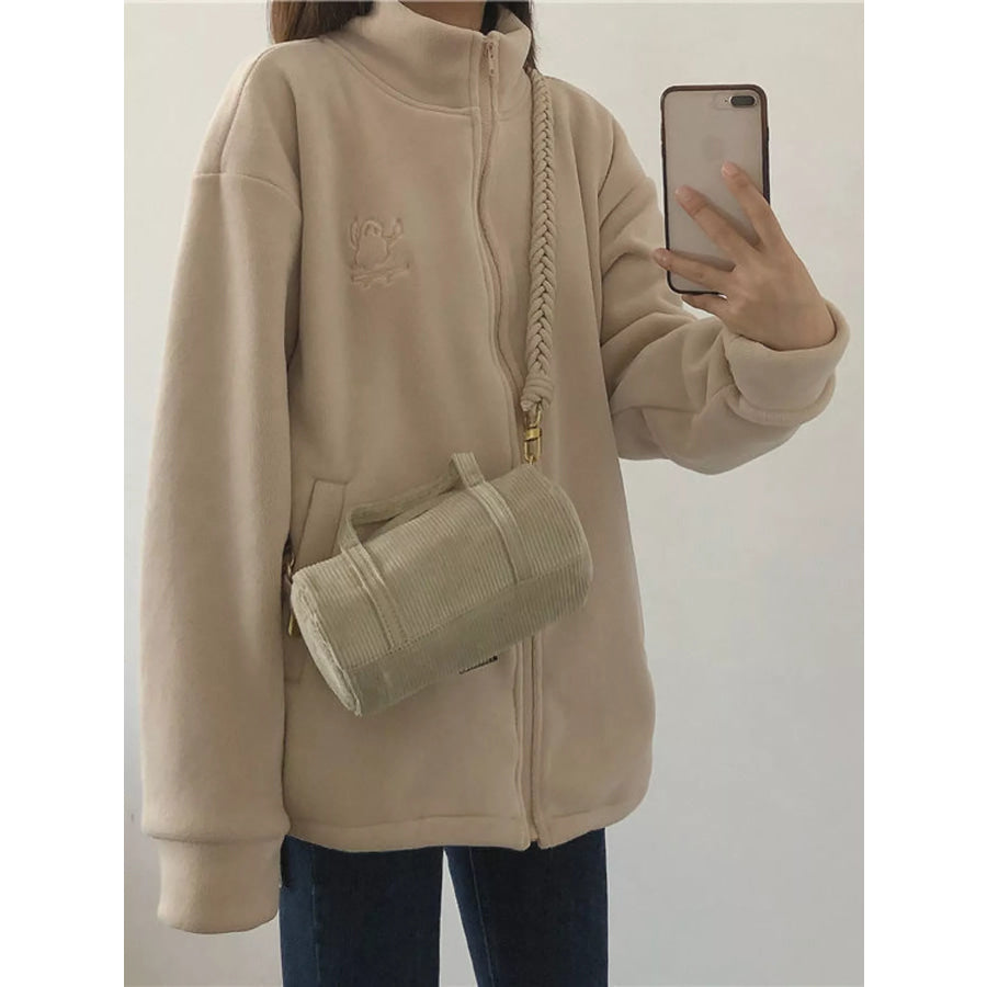 Fleece Stand-Collar Zip-Up Jacket Apparel and Accessories