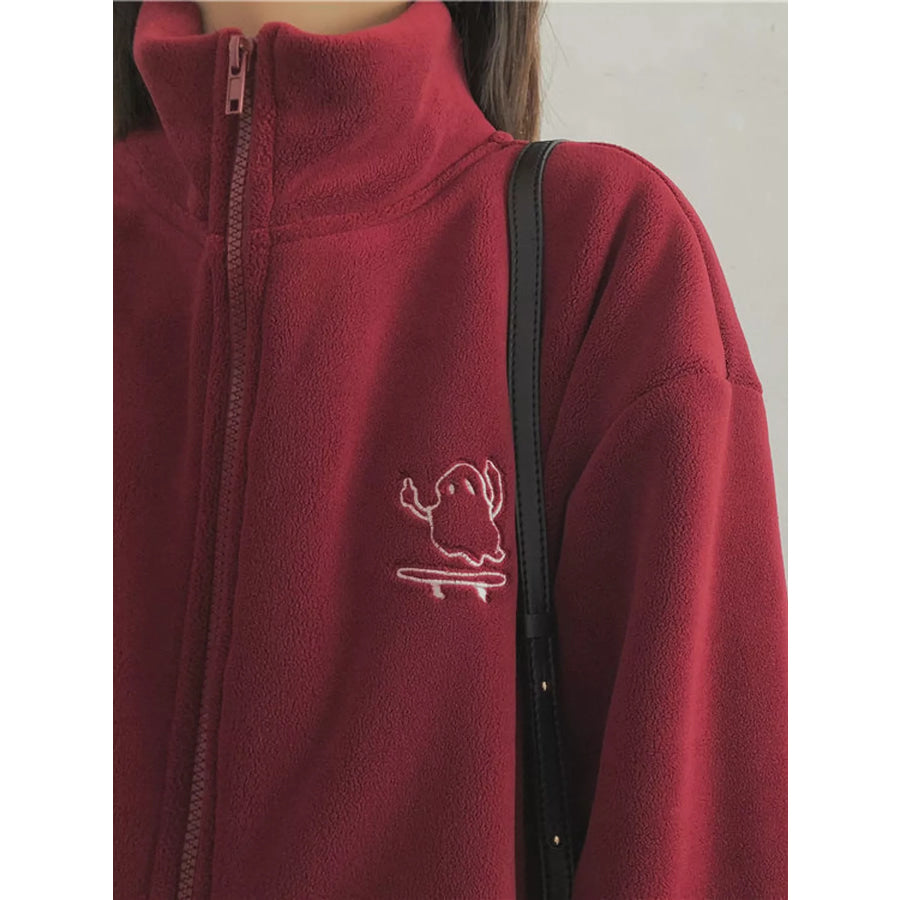 Fleece Stand-Collar Zip-Up Jacket Apparel and Accessories