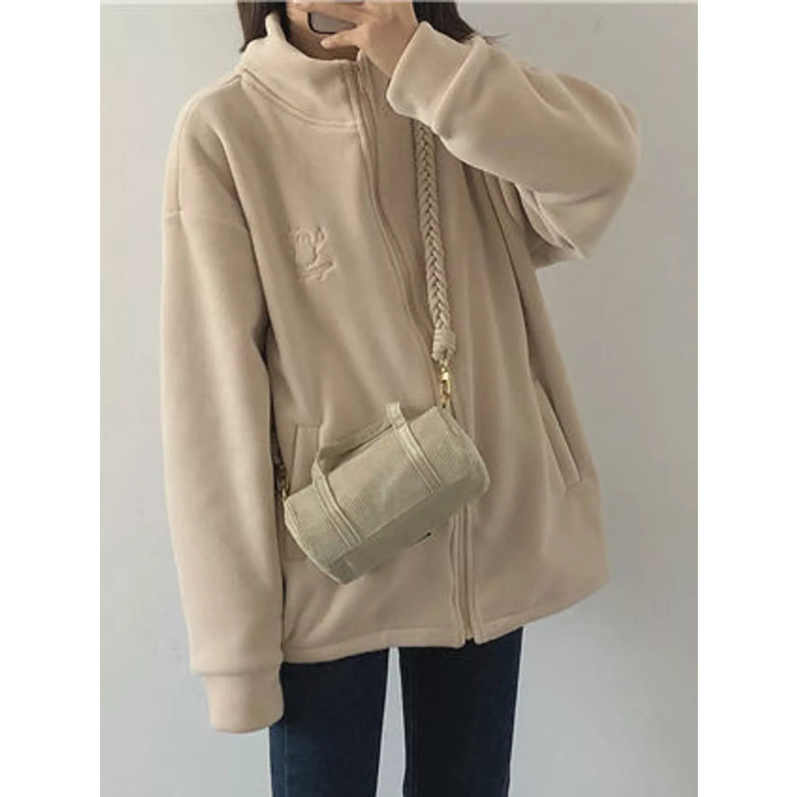 Fleece Stand-Collar Zip-Up Jacket Apparel and Accessories