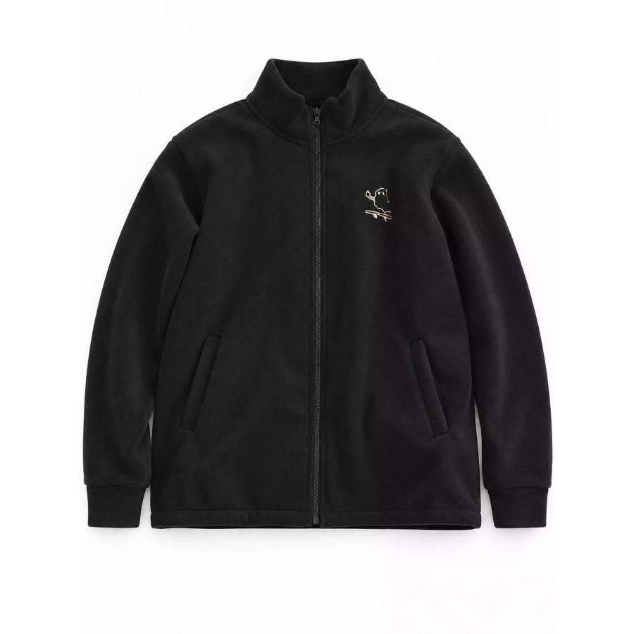 Fleece Stand-Collar Zip-Up Jacket Black / M Apparel and Accessories