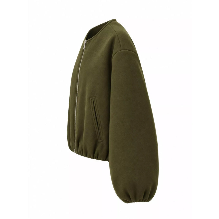 Fleece Zip-Up Cropped Jacket Apparel and Accessories