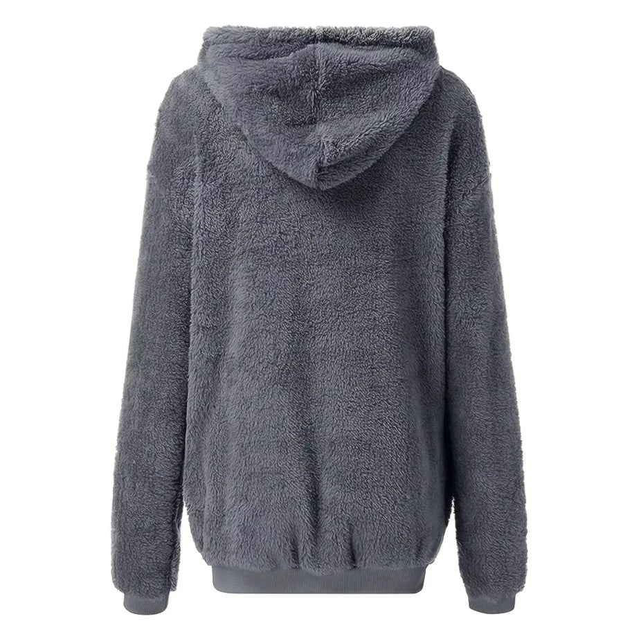 Fleece Zip-Up Drawstring Outerwear Apparel and Accessories