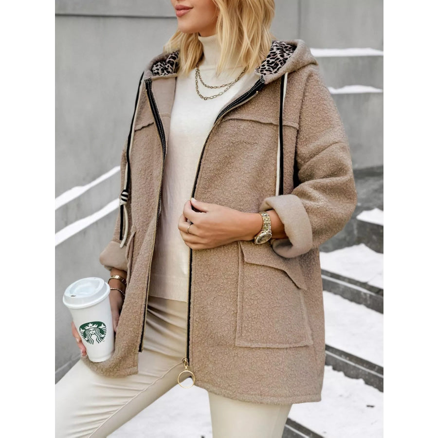 Fleece Zip Up Hooded Outerwear Apparel and Accessories