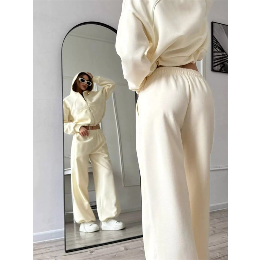 Fleece Zip-Up Hoodie and Joggers Set Apparel and Accessories