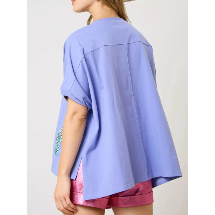 Flip-Flop Print Round Neck Casual T-Shirt Apparel and Accessories