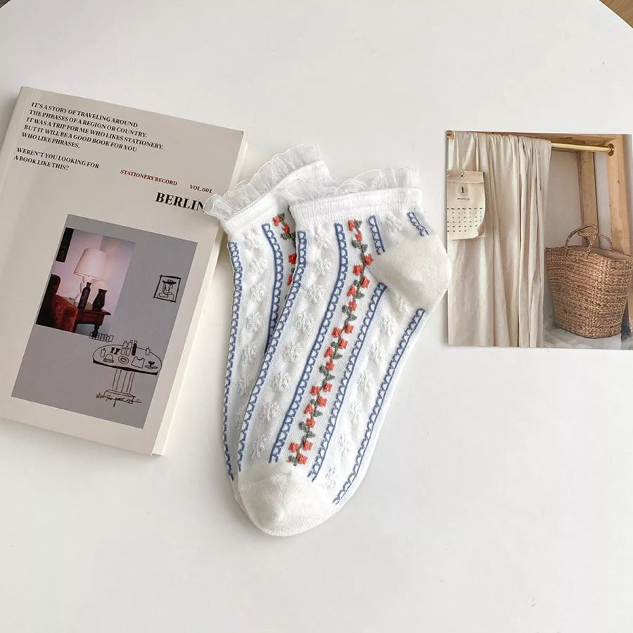 Floral Ankle Socks Apparel and Accessories