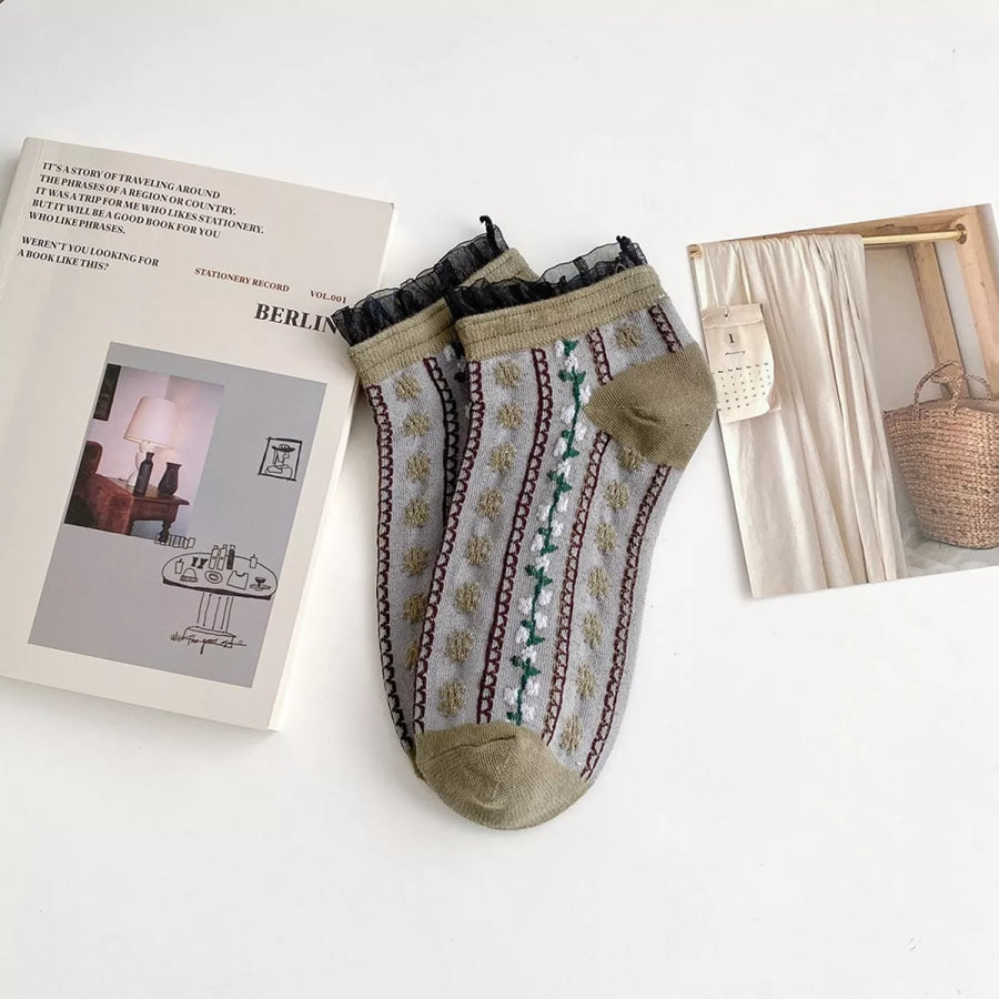Floral Ankle Socks Apparel and Accessories