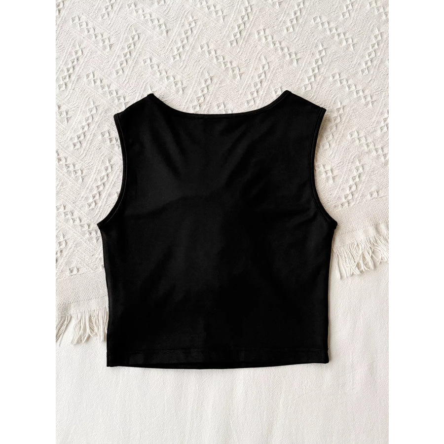 Floral Applique Round Neck Tank Top Apparel and Accessories