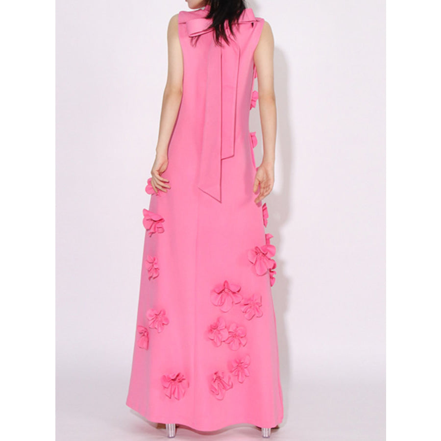 Floral Applique Sleeveless Maxi Dress Apparel and Accessories