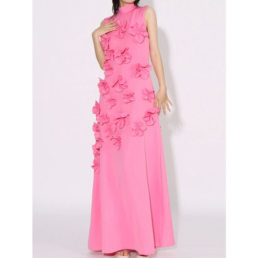 Floral Applique Sleeveless Maxi Dress Apparel and Accessories