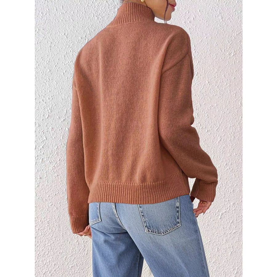 Floral Applique Turtleneck Sweater Apparel and Accessories